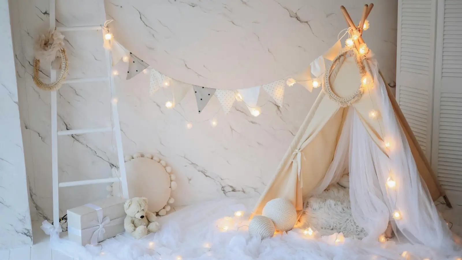 Modern kids playroom with a teepee